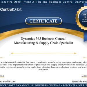 Dynamics 365 Business Central — Manufacturing & Supply Chain Specialist